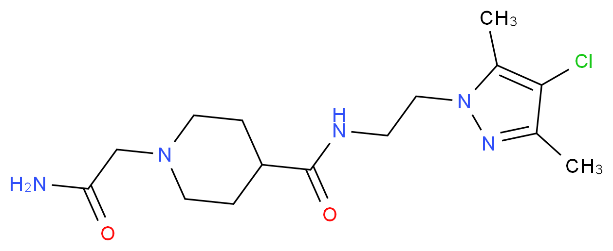1-(2-amino-2-oxoethyl)-N-[2-(4-chloro-3,5-dimethyl-1H-pyrazol-1-yl)ethyl]-4-piperidinecarboxamide_分子结构_CAS_)