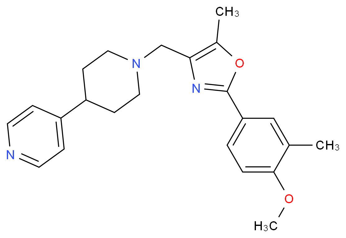 4-(1-{[2-(4-methoxy-3-methylphenyl)-5-methyl-1,3-oxazol-4-yl]methyl}-4-piperidinyl)pyridine_分子结构_CAS_)