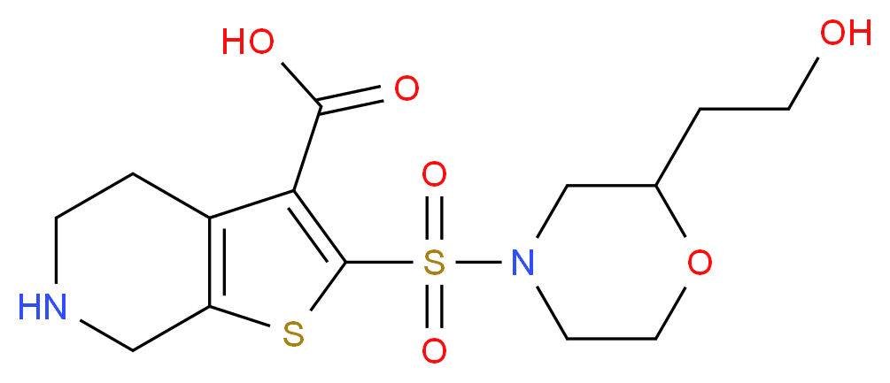2-{[2-(2-hydroxyethyl)morpholin-4-yl]sulfonyl}-4,5,6,7-tetrahydrothieno[2,3-c]pyridine-3-carboxylic acid_分子结构_CAS_)