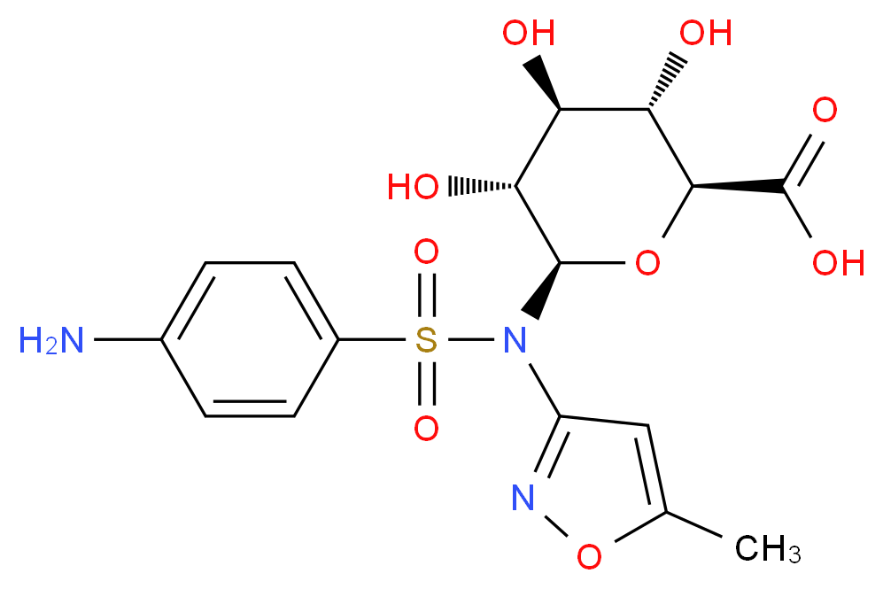 (2S,3S,4S,5R,6R)-3,4,5-trihydroxy-6-[N-(5-methyl-1,2-oxazol-3-yl)4-aminobenzenesulfonamido]oxane-2-carboxylic acid_分子结构_CAS_14365-52-7