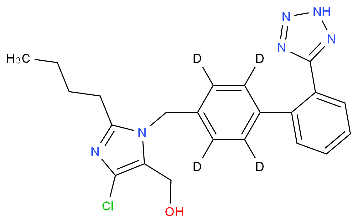 [2-butyl-4-chloro-1-({4-[2-(2H-1,2,3,4-tetrazol-5-yl)phenyl](<sup>2</sup>H<sub>4</sub>)phenyl}methyl)-1H-imidazol-5-yl]methanol_分子结构_CAS_1030937-27-9