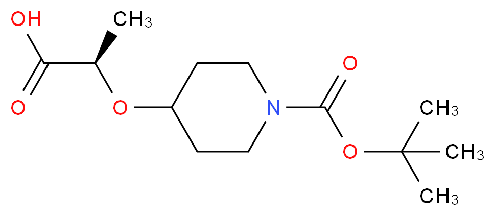 (2R)-2-({1-[(tert-butoxy)carbonyl]piperidin-4-yl}oxy)propanoic acid_分子结构_CAS_952486-64-5