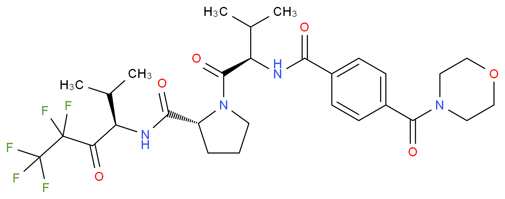 (2R)-1-[(2R)-3-methyl-2-{[4-(morpholine-4-carbonyl)phenyl]formamido}butanoyl]-N-[(3R)-5,5,6,6,6-pentafluoro-2-methyl-4-oxohexan-3-yl]pyrrolidine-2-carboxamide_分子结构_CAS_149859-17-6