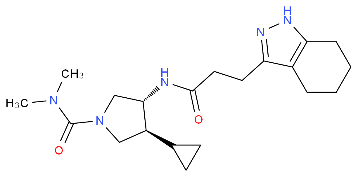 (3S*,4R*)-3-cyclopropyl-N,N-dimethyl-4-{[3-(4,5,6,7-tetrahydro-1H-indazol-3-yl)propanoyl]amino}pyrrolidine-1-carboxamide_分子结构_CAS_)