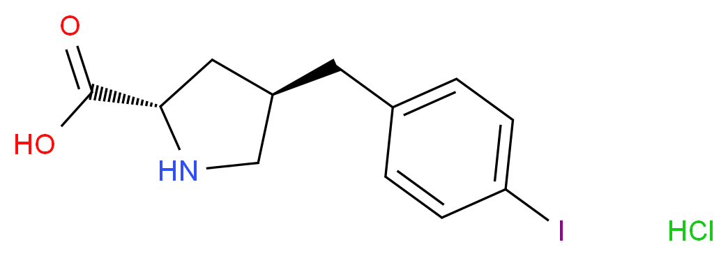 (2S,4R)-4-[(4-iodophenyl)methyl]pyrrolidine-2-carboxylic acid hydrochloride_分子结构_CAS_1049744-44-6