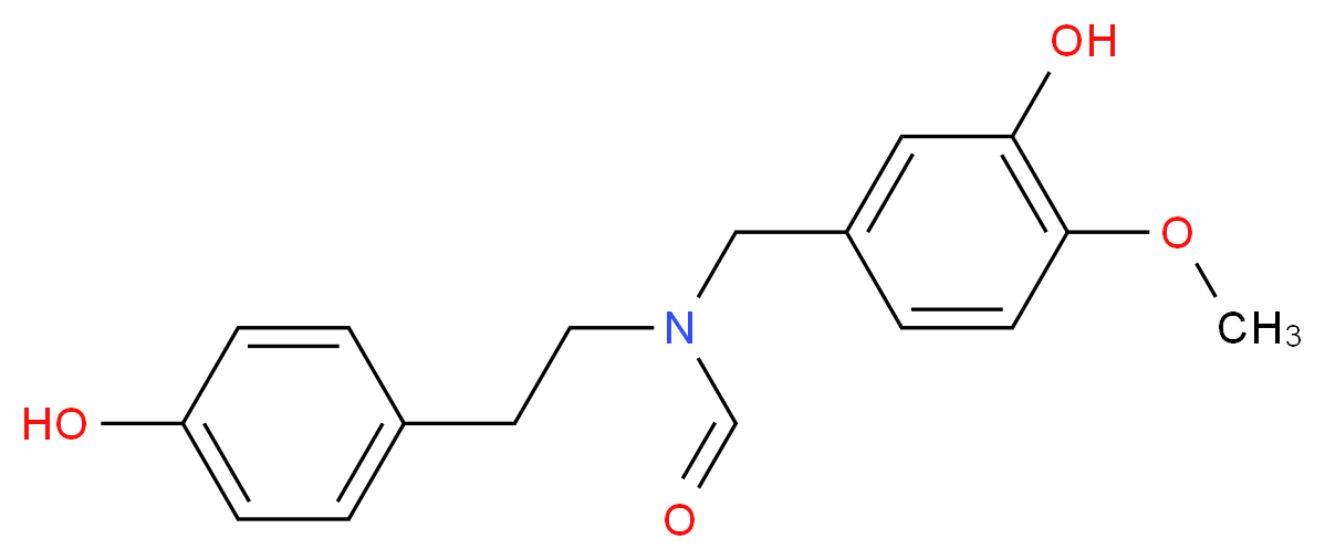 N-[(3-hydroxy-4-methoxyphenyl)methyl]-N-[2-(4-hydroxyphenyl)ethyl]formamide_分子结构_CAS_122584-17-2