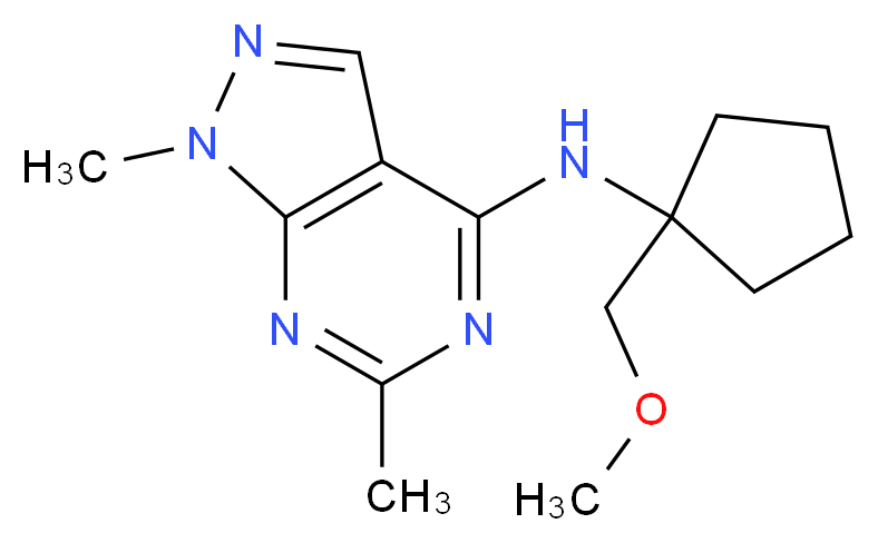 N-[1-(methoxymethyl)cyclopentyl]-1,6-dimethyl-1H-pyrazolo[3,4-d]pyrimidin-4-amine_分子结构_CAS_)