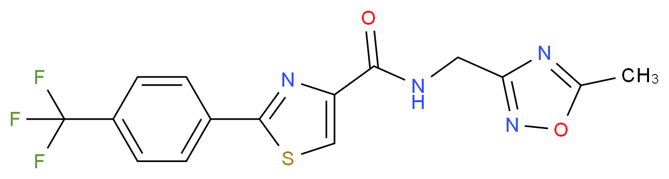 N-[(5-methyl-1,2,4-oxadiazol-3-yl)methyl]-2-[4-(trifluoromethyl)phenyl]-1,3-thiazole-4-carboxamide_分子结构_CAS_)
