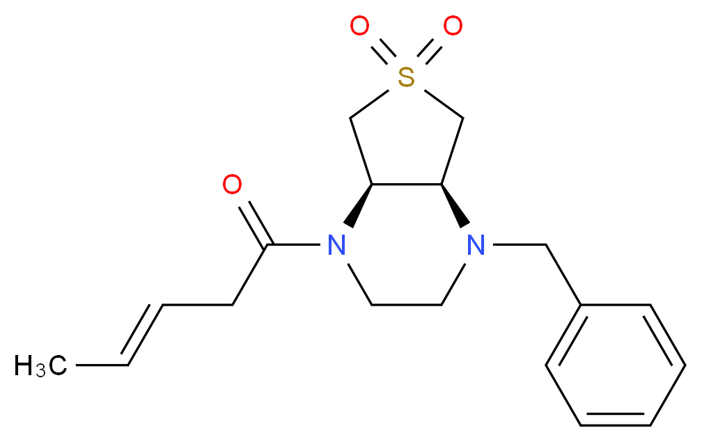 (4aR*,7aS*)-1-benzyl-4-[(3E)-3-pentenoyl]octahydrothieno[3,4-b]pyrazine 6,6-dioxide_分子结构_CAS_)