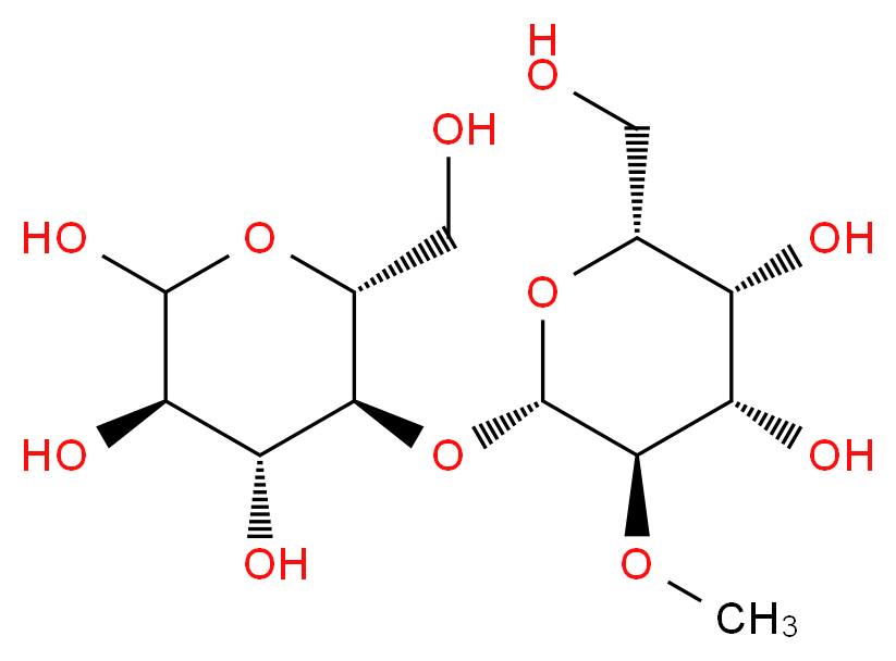 (3R,4R,5S,6R)-5-{[(2S,3R,4S,5R,6R)-4,5-dihydroxy-6-(hydroxymethyl)-3-methoxyoxan-2-yl]oxy}-6-(hydroxymethyl)oxane-2,3,4-triol_分子结构_CAS_77667-98-2