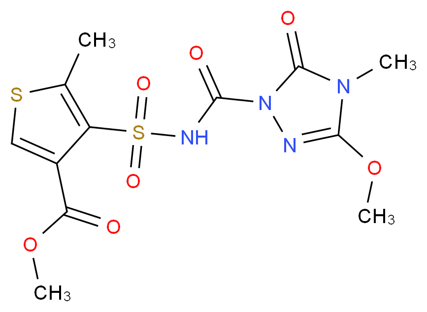 methyl 4-{[(3-methoxy-4-methyl-5-oxo-4,5-dihydro-1H-1,2,4-triazole-1-carbonyl)amino]sulfonyl}-5-methylthiophene-3-carboxylate_分子结构_CAS_317815-83-1