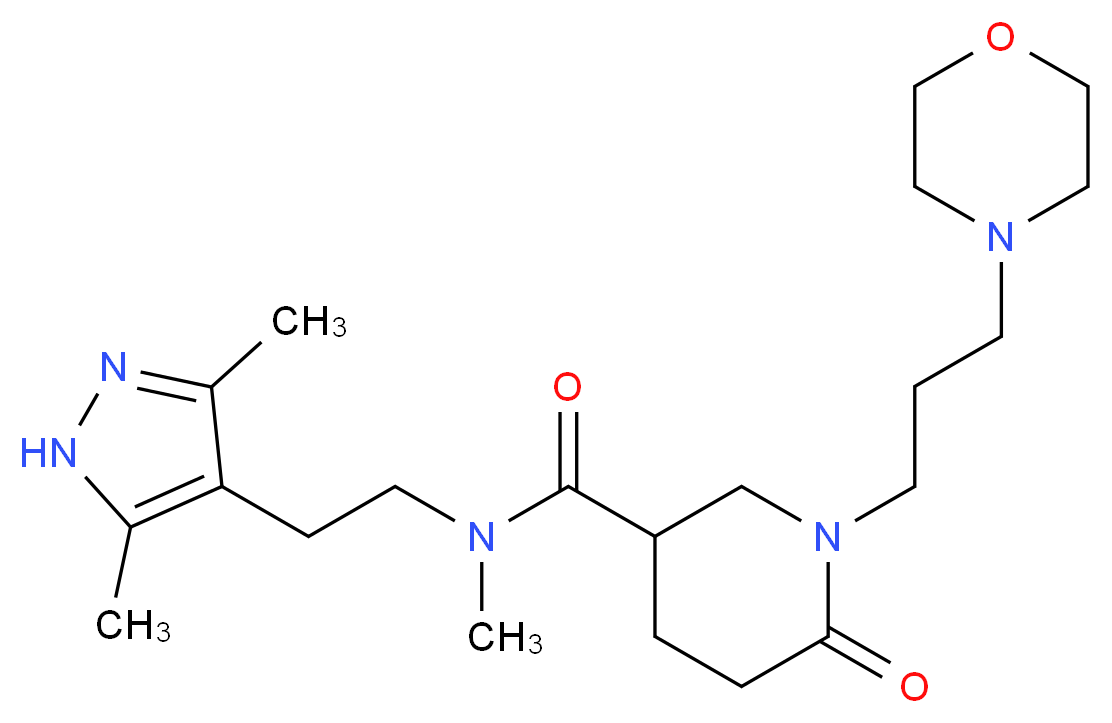 N-[2-(3,5-dimethyl-1H-pyrazol-4-yl)ethyl]-N-methyl-1-[3-(4-morpholinyl)propyl]-6-oxo-3-piperidinecarboxamide_分子结构_CAS_)