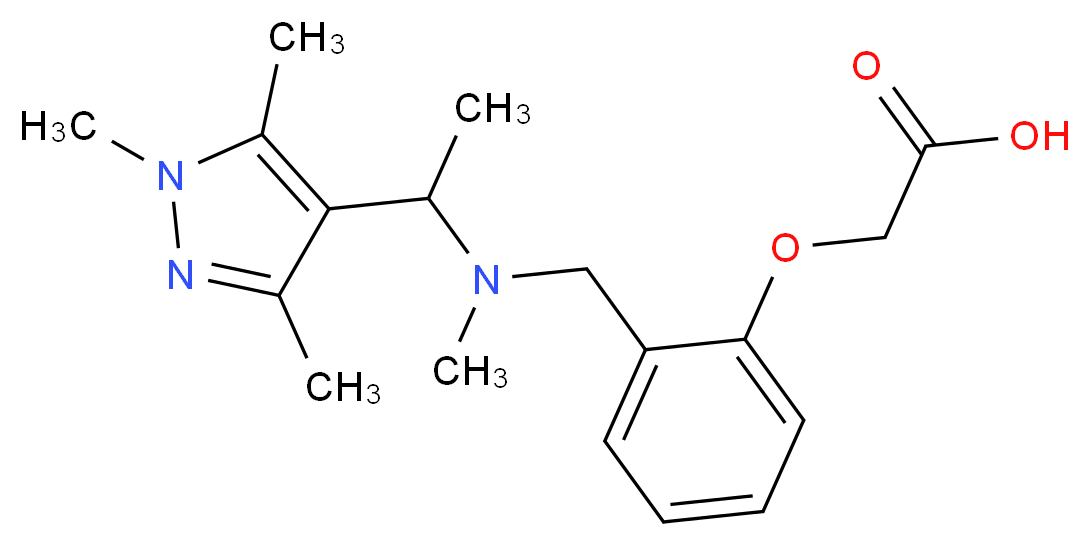 [2-({methyl[1-(1,3,5-trimethyl-1H-pyrazol-4-yl)ethyl]amino}methyl)phenoxy]acetic acid_分子结构_CAS_)
