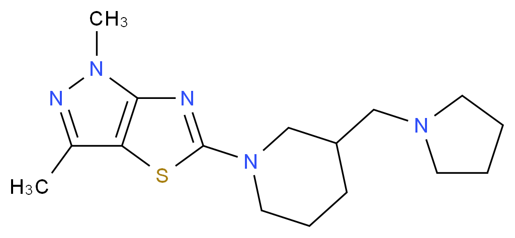1,3-dimethyl-5-[3-(pyrrolidin-1-ylmethyl)piperidin-1-yl]-1H-pyrazolo[3,4-d][1,3]thiazole_分子结构_CAS_)