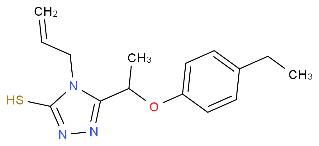 5-[1-(4-ethylphenoxy)ethyl]-4-(prop-2-en-1-yl)-4H-1,2,4-triazole-3-thiol_分子结构_CAS_669708-94-5