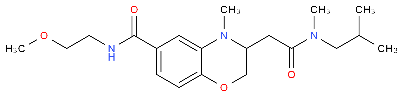 3-{2-[isobutyl(methyl)amino]-2-oxoethyl}-N-(2-methoxyethyl)-4-methyl-3,4-dihydro-2H-1,4-benzoxazine-6-carboxamide_分子结构_CAS_)