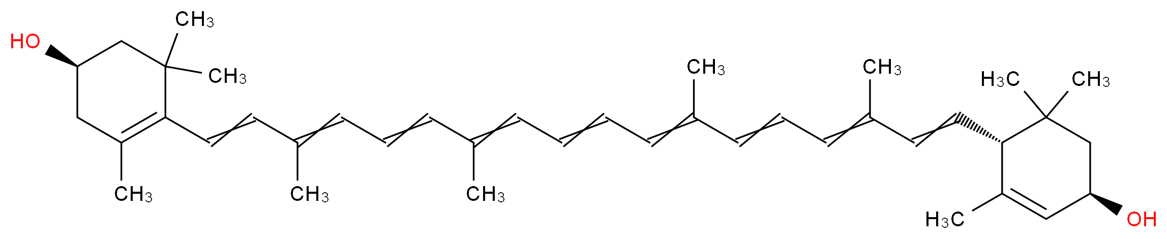 (1R)-4-[(1E,3E,5E,7E,9E,11E,13E,15E,17E)-18-[(1R,4R)-4-hydroxy-2,6,6-trimethylcyclohex-2-en-1-yl]-3,7,12,16-tetramethyloctadeca-1,3,5,7,9,11,13,15,17-nonaen-1-yl]-3,5,5-trimethylcyclohex-3-en-1-ol_分子结构_CAS_127-40-2