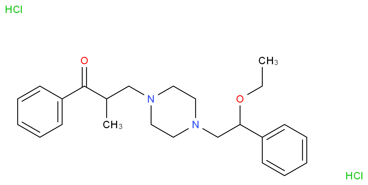 3-(4-(2-Ethoxy-2-phenylethyl)piperazin-1-yl)-2-methyl-1-phenylpropan-1-one dihydrochloride_分子结构_CAS_10402-53-6)