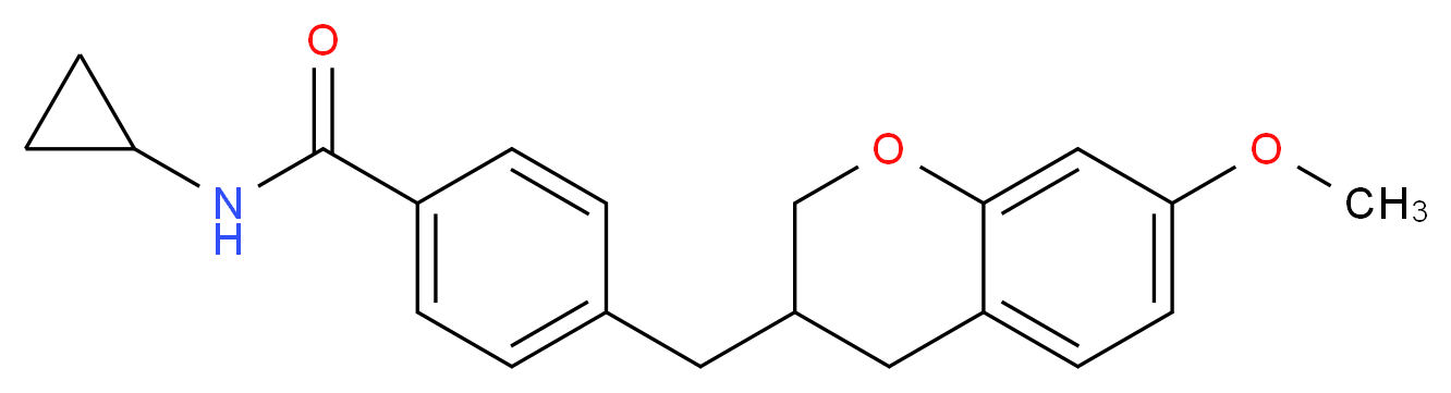 N-cyclopropyl-4-[(7-methoxy-3,4-dihydro-2H-chromen-3-yl)methyl]benzamide_分子结构_CAS_)