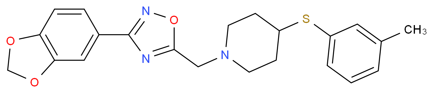 1-{[3-(1,3-benzodioxol-5-yl)-1,2,4-oxadiazol-5-yl]methyl}-4-[(3-methylphenyl)thio]piperidine_分子结构_CAS_)