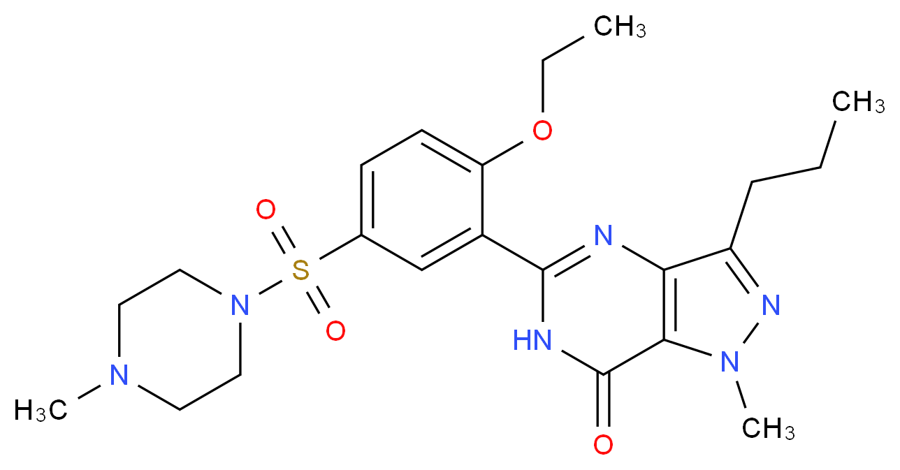 5-{2-ethoxy-5-[(4-methylpiperazin-1-yl)sulfonyl]phenyl}-1-methyl-3-propyl-1H,6H,7H-pyrazolo[4,3-d]pyrimidin-7-one_分子结构_CAS_139755-83-2