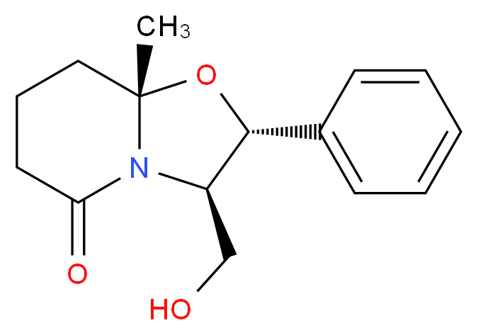 (2R,3R,8aS)-3-(hydroxymethyl)-8a-methyl-2-phenyl-hexahydro-2H-[1,3]oxazolo[3,2-a]pyridin-5-one_分子结构_CAS_116950-01-7