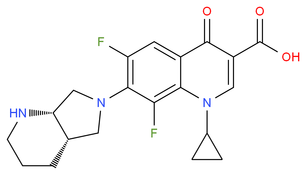 7-[(4aS,7aS)-octahydro-1H-pyrrolo[3,4-b]pyridin-6-yl]-1-cyclopropyl-6,8-difluoro-4-oxo-1,4-dihydroquinoline-3-carboxylic acid_分子结构_CAS_151213-15-9