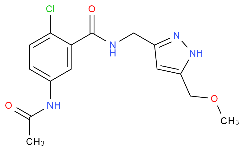 5-(acetylamino)-2-chloro-N-{[5-(methoxymethyl)-1H-pyrazol-3-yl]methyl}benzamide_分子结构_CAS_)