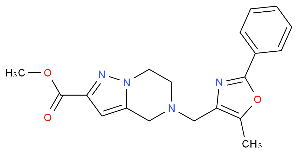 methyl 5-[(5-methyl-2-phenyl-1,3-oxazol-4-yl)methyl]-4,5,6,7-tetrahydropyrazolo[1,5-a]pyrazine-2-carboxylate_分子结构_CAS_)
