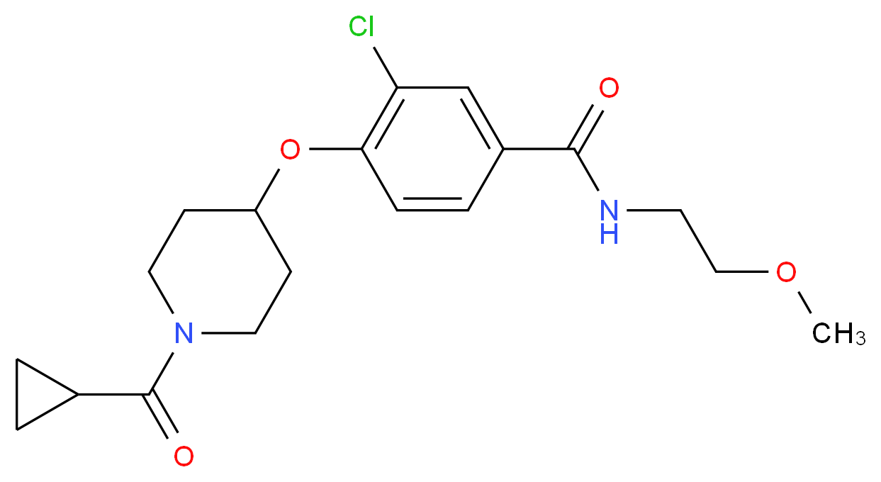 3-chloro-4-{[1-(cyclopropylcarbonyl)piperidin-4-yl]oxy}-N-(2-methoxyethyl)benzamide_分子结构_CAS_)