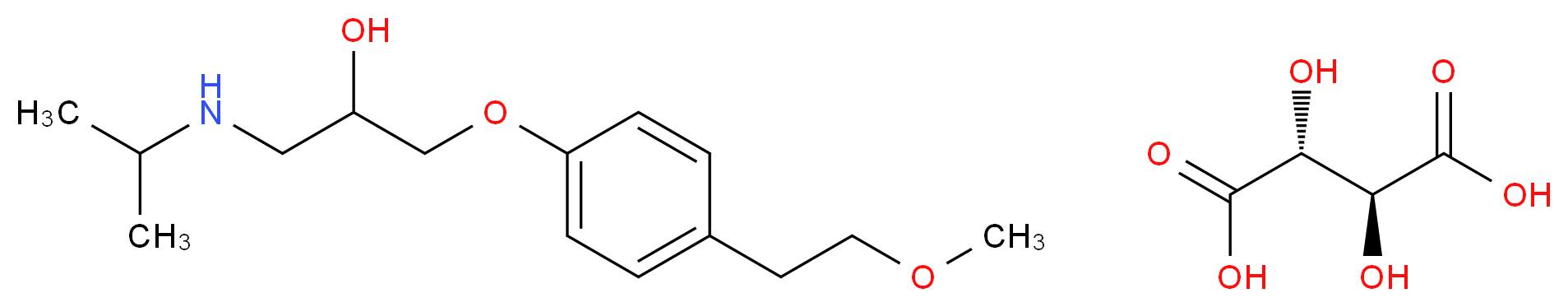 (2R,3S)-2,3-dihydroxybutanedioic acid; {2-hydroxy-3-[4-(2-methoxyethyl)phenoxy]propyl}(propan-2-yl)amine_分子结构_CAS_56392-17-7