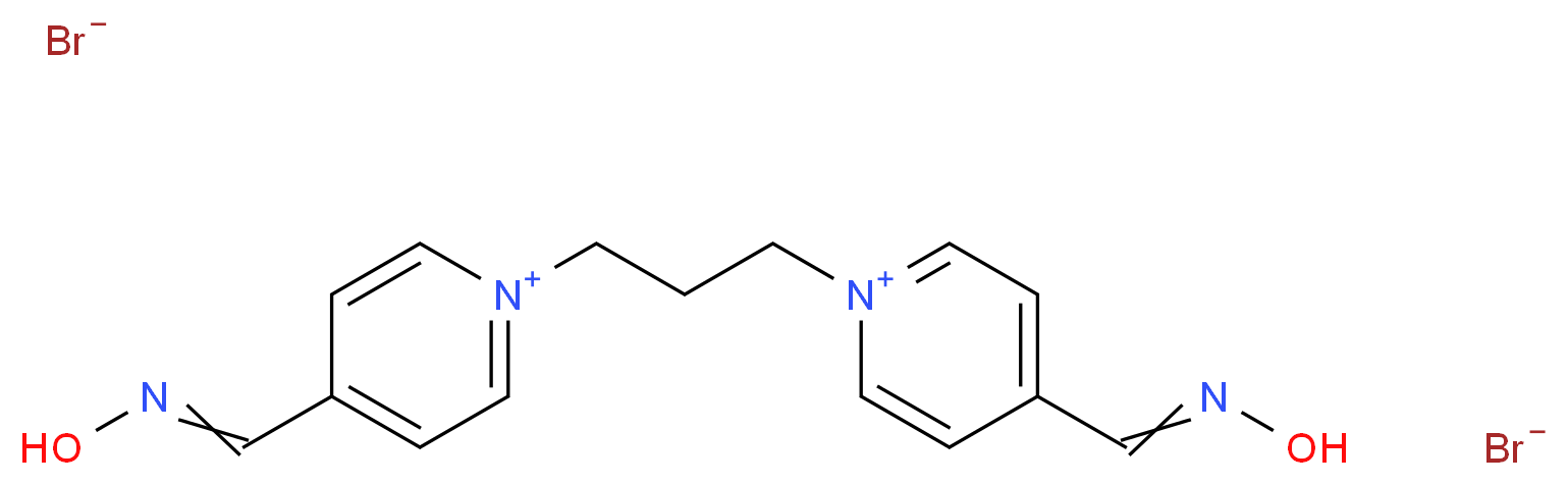 4-[(hydroxyimino)methyl]-1-(3-{4-[(hydroxyimino)methyl]pyridin-1-ium-1-yl}propyl)pyridin-1-ium dibromide_分子结构_CAS_56-97-3