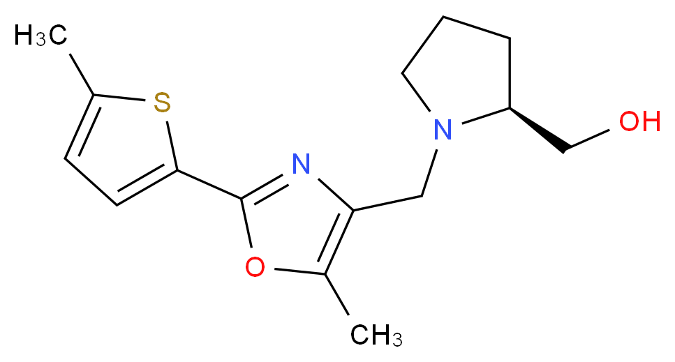 ((2S)-1-{[5-methyl-2-(5-methyl-2-thienyl)-1,3-oxazol-4-yl]methyl}-2-pyrrolidinyl)methanol_分子结构_CAS_)