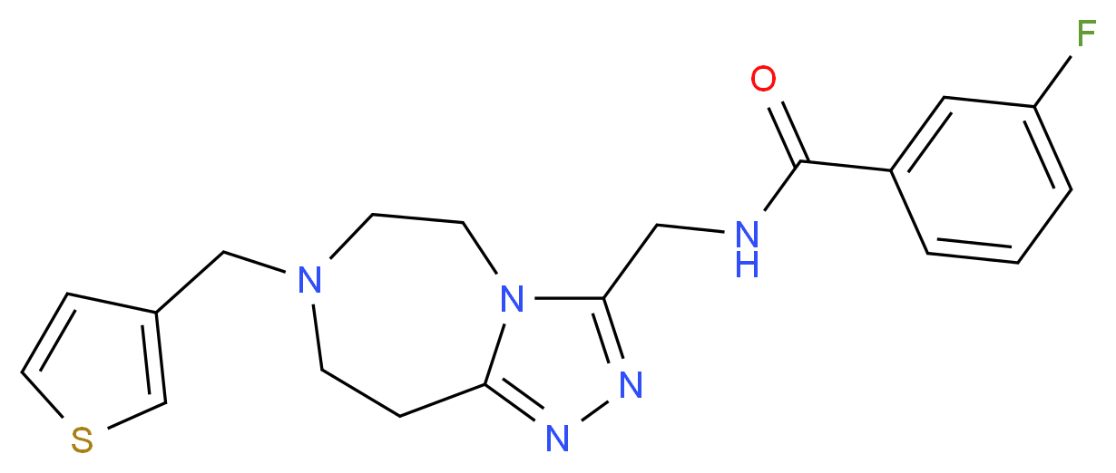 3-fluoro-N-{[7-(3-thienylmethyl)-6,7,8,9-tetrahydro-5H-[1,2,4]triazolo[4,3-d][1,4]diazepin-3-yl]methyl}benzamide_分子结构_CAS_)