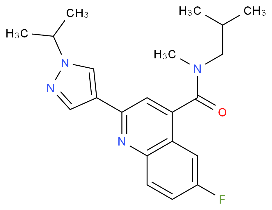 6-fluoro-N-isobutyl-2-(1-isopropyl-1H-pyrazol-4-yl)-N-methylquinoline-4-carboxamide_分子结构_CAS_)