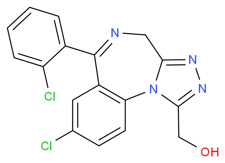 [12-chloro-9-(2-chlorophenyl)-2,4,5,8-tetraazatricyclo[8.4.0.0<sup>2</sup>,<sup>6</sup>]tetradeca-1(10),3,5,8,11,13-hexaen-3-yl]methanol_分子结构_CAS_37115-45-0