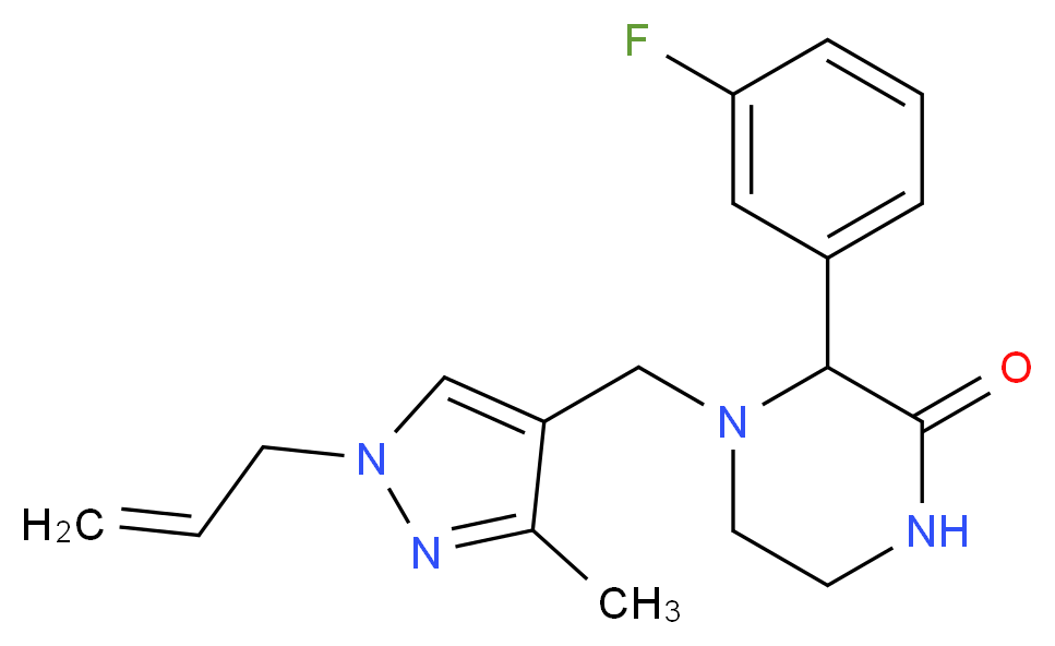4-[(1-allyl-3-methyl-1H-pyrazol-4-yl)methyl]-3-(3-fluorophenyl)piperazin-2-one_分子结构_CAS_)