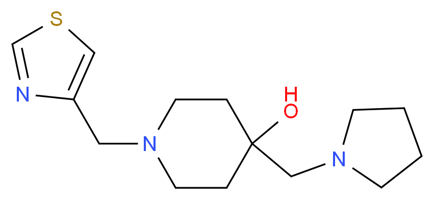 4-(pyrrolidin-1-ylmethyl)-1-(1,3-thiazol-4-ylmethyl)piperidin-4-ol_分子结构_CAS_)