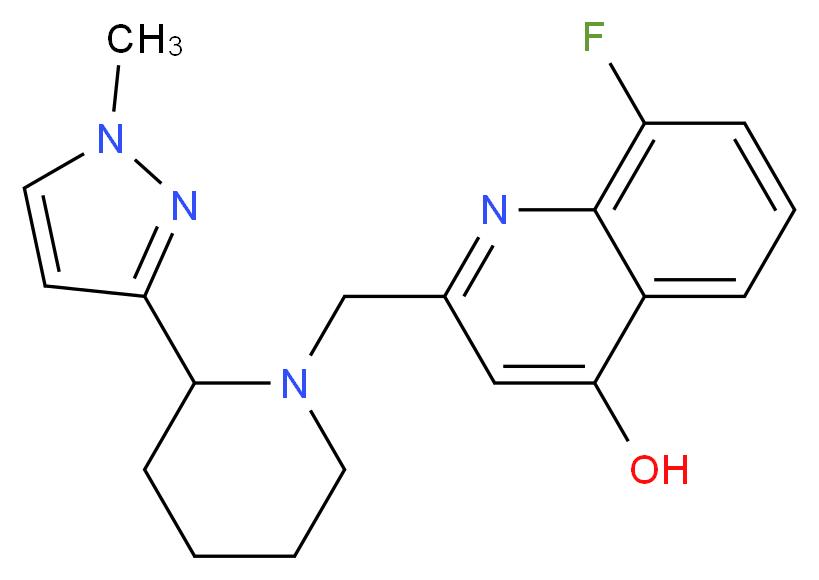 8-fluoro-2-{[2-(1-methyl-1H-pyrazol-3-yl)piperidin-1-yl]methyl}quinolin-4-ol_分子结构_CAS_)