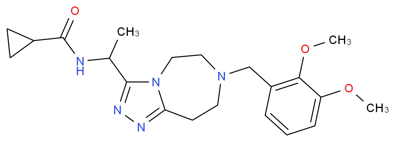 N-{1-[7-(2,3-dimethoxybenzyl)-6,7,8,9-tetrahydro-5H-[1,2,4]triazolo[4,3-d][1,4]diazepin-3-yl]ethyl}cyclopropanecarboxamide_分子结构_CAS_)