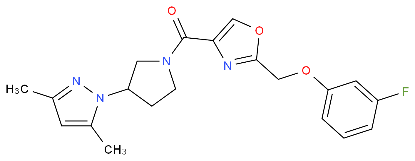 4-{[3-(3,5-dimethyl-1H-pyrazol-1-yl)pyrrolidin-1-yl]carbonyl}-2-[(3-fluorophenoxy)methyl]-1,3-oxazole_分子结构_CAS_)