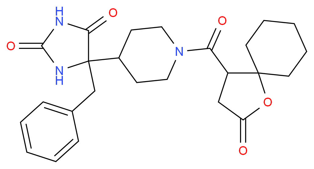5-benzyl-5-{1-[(2-oxo-1-oxaspiro[4.5]dec-4-yl)carbonyl]-4-piperidinyl}-2,4-imidazolidinedione_分子结构_CAS_)