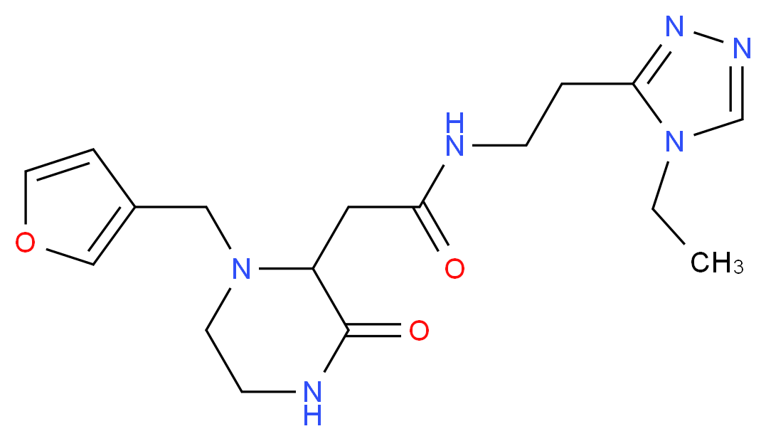 N-[2-(4-ethyl-4H-1,2,4-triazol-3-yl)ethyl]-2-[1-(3-furylmethyl)-3-oxo-2-piperazinyl]acetamide_分子结构_CAS_)