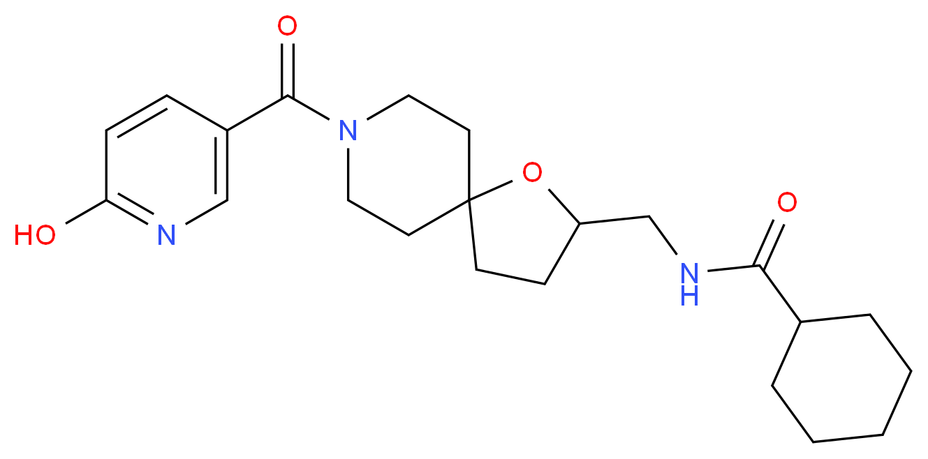 N-({8-[(6-hydroxy-3-pyridinyl)carbonyl]-1-oxa-8-azaspiro[4.5]dec-2-yl}methyl)cyclohexanecarboxamide_分子结构_CAS_)