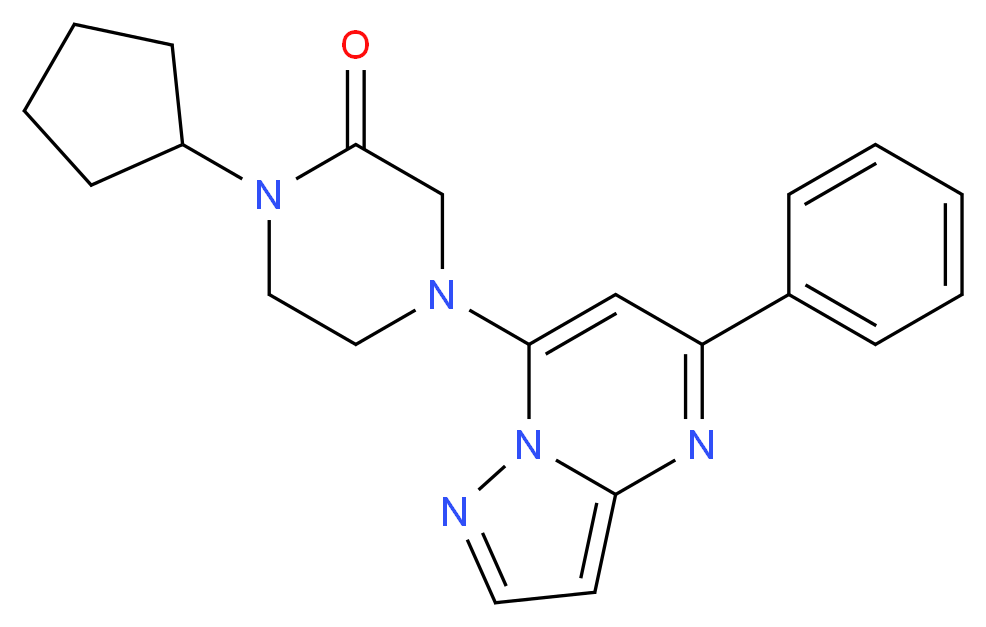 1-cyclopentyl-4-(5-phenylpyrazolo[1,5-a]pyrimidin-7-yl)-2-piperazinone_分子结构_CAS_)