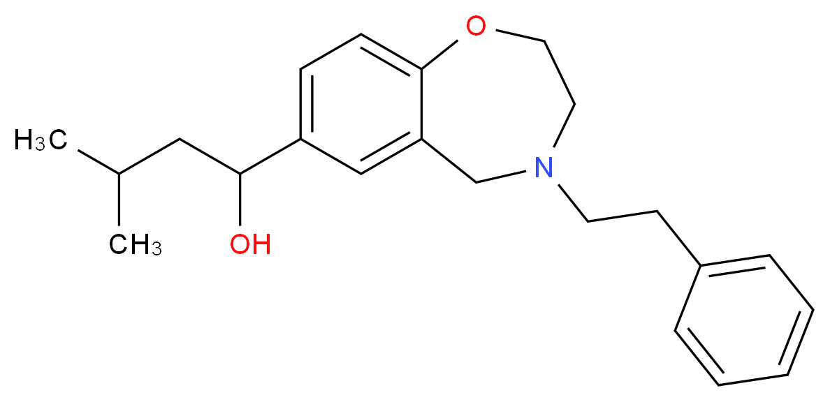 3-methyl-1-[4-(2-phenylethyl)-2,3,4,5-tetrahydro-1,4-benzoxazepin-7-yl]-1-butanol_分子结构_CAS_)