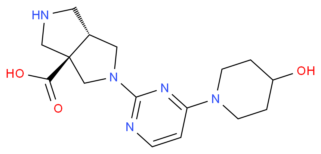 (3aR*,6aR*)-2-[4-(4-hydroxy-1-piperidinyl)-2-pyrimidinyl]hexahydropyrrolo[3,4-c]pyrrole-3a(1H)-carboxylic acid_分子结构_CAS_)