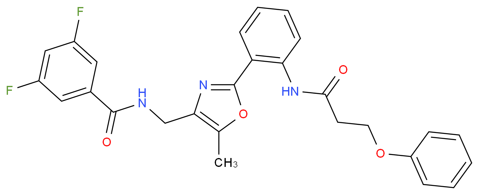 3,5-difluoro-N-[(5-methyl-2-{2-[(3-phenoxypropanoyl)amino]phenyl}-1,3-oxazol-4-yl)methyl]benzamide_分子结构_CAS_)