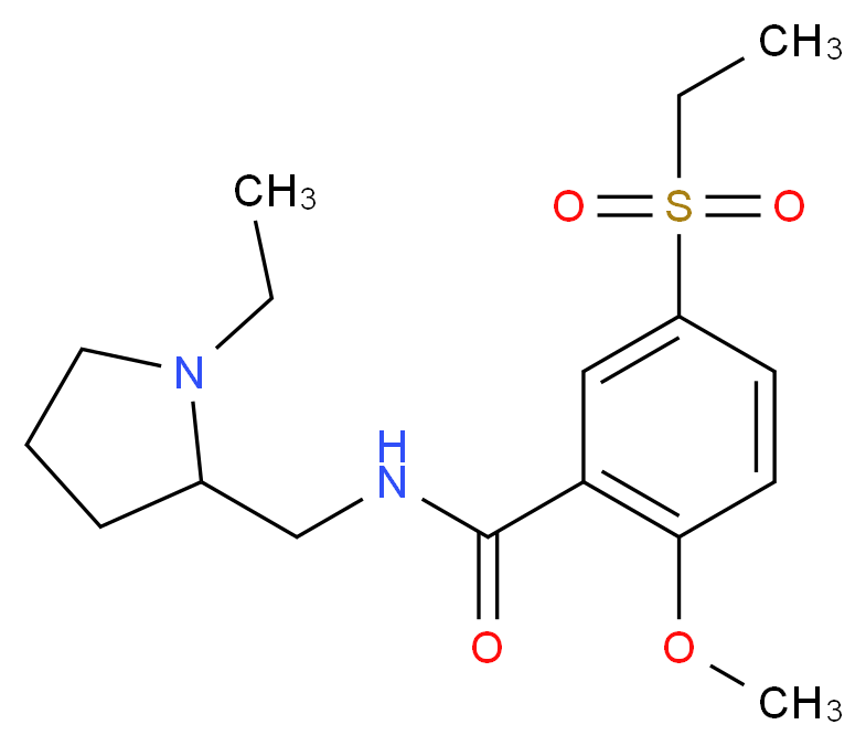 5-(ethanesulfonyl)-N-[(1-ethylpyrrolidin-2-yl)methyl]-2-methoxybenzamide_分子结构_CAS_23694-17-9