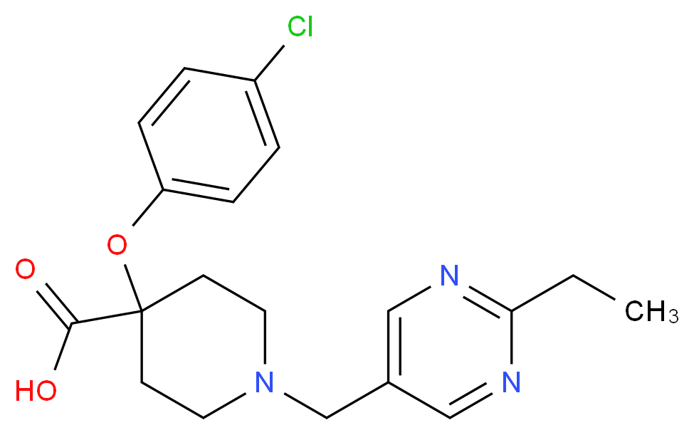 4-(4-chlorophenoxy)-1-[(2-ethylpyrimidin-5-yl)methyl]piperidine-4-carboxylic acid_分子结构_CAS_)